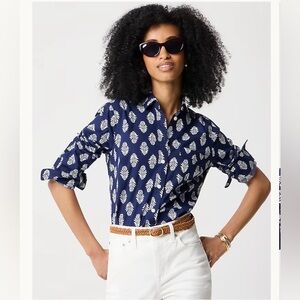 J. Crew Factory Antique Navy Button-Up Poplin Shirt in Signature Fit NWT